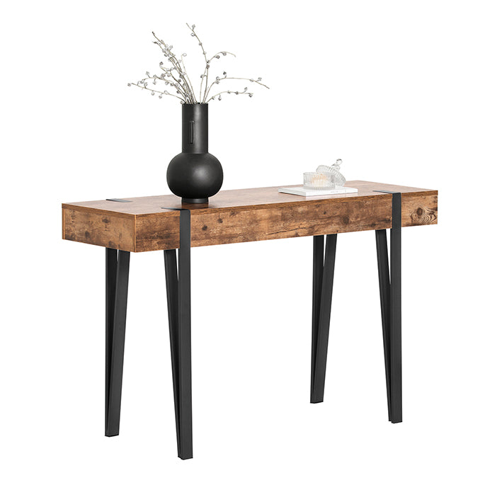 consoletafel - haltafel - bijzettafel - vintage industrieel ontwerp - stevig MDF en metalen frame - ruime opbergruimte - krasbestendige viltbeschermers - 120 cm x 75 cm x 41 cm