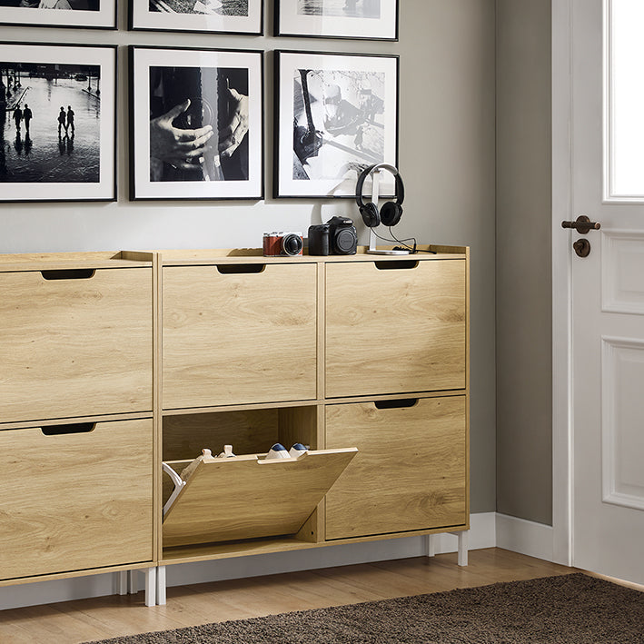 Schoenenopbergkast - Schoenenrek - Halorganisator - Stabiliteit en ruimte - MDF/metaal - 100 cm x 90 cm x 19 cm