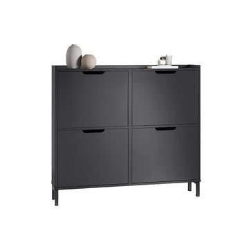 schoenenrek - opbergorganisator - schoenenkast - MDF en metaalmateriaal - 100 cm x 90 cm x 19 cm