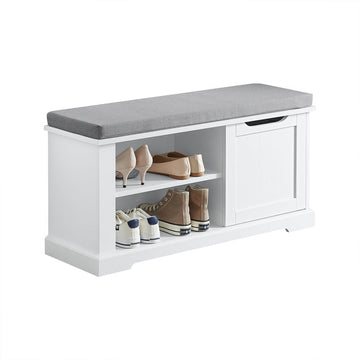 Schoenenopbergbank - Ingangsbank - Schoenenrek met kussen - Verstelbare plank - Krasbestendig - 90 cm x 45 cm x 30 cm