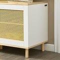 Schoenenopbergbank - Ingangsbank - Halorganisator - Verstelbare planken - Gemakkelijk schoon te maken - Ademende rotandeuren - Constructie van grenen en MDF - 100 cm x 54 cm x 40 cm