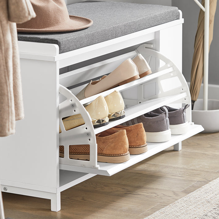 Schoenenkast met Bank - Schoenenorganizer - Opbergbank - Comfortabele zitplaatsen - Veelzijdige opslag - Duurzame MDF en metalen constructie - 82 cm x 53 cm x 46 cm
