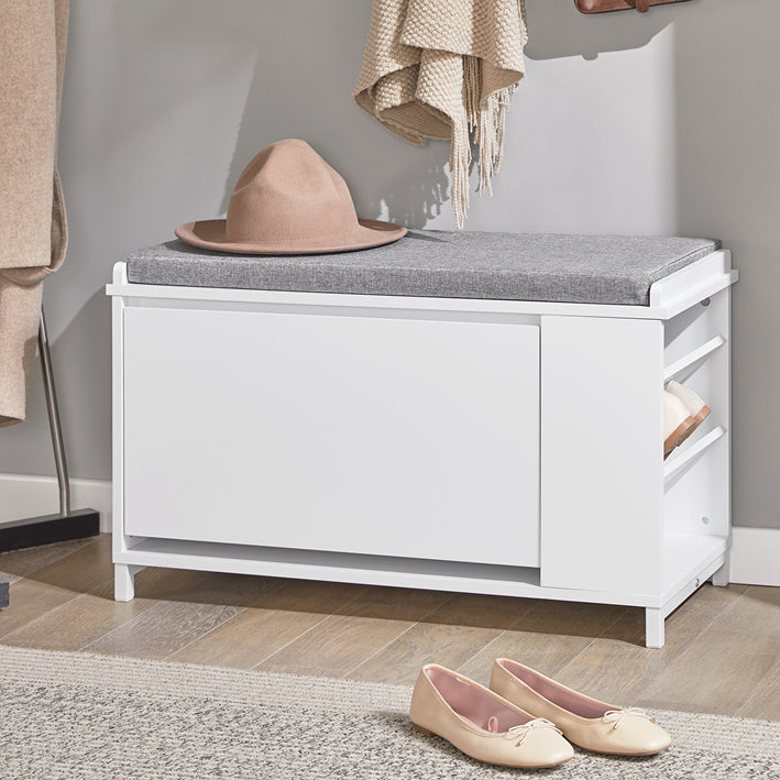 Schoenenkast met Bank - Schoenenorganizer - Opbergbank - Comfortabele zitplaatsen - Veelzijdige opslag - Duurzame MDF en metalen constructie - 82 cm x 53 cm x 46 cm
