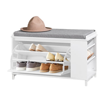 Schoenenkast met Bank - Schoenenorganizer - Opbergbank - Comfortabele zitplaatsen - Veelzijdige opslag - Duurzame MDF en metalen constructie - 82 cm x 53 cm x 46 cm