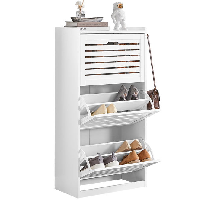 Schoenenkast Tipper - Schoenenorganizer - Schoenenopslag - Ontwerp met 3 kleppen - Stijlvolle haken - Veelzijdige combinatie - 55 cm x 112 cm x 30 cm