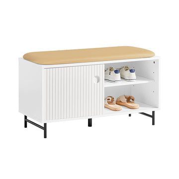 Schoenenbank - Ingangsbank - Opbergorganisator - Verstelbare planken - Stofvrije schuifdeuren - Duurzaam MDF en metaal - 85 cm x 49 cm x 37 cm