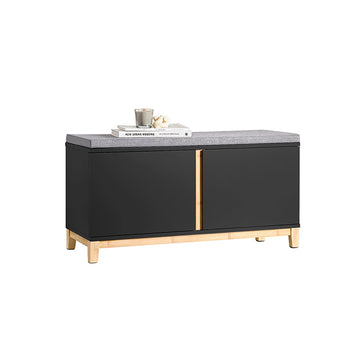 Schoenenbank met gedempte zitting - Ingangsbank - Opbergorganisator - Verstelbare planken - Duurzame bamboepoten - 90 cm x 47 cm x 34 cm