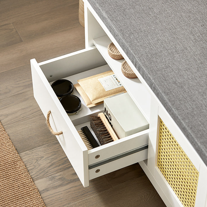 Schoenenkastbank - Ingangsbank - Opbergorganisator - MDF en grenen constructie - Schimmelbescherming - Antislippads - 81 cm x 46 cm x 36 cm