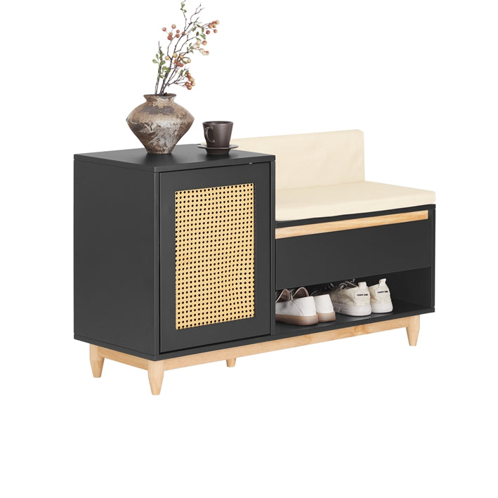 Schoenenkast - Opbergorganisator - Gele gaasdeur - Verstelbare plank - Massief grenen - 100 cm x 60 cm x 35 cm