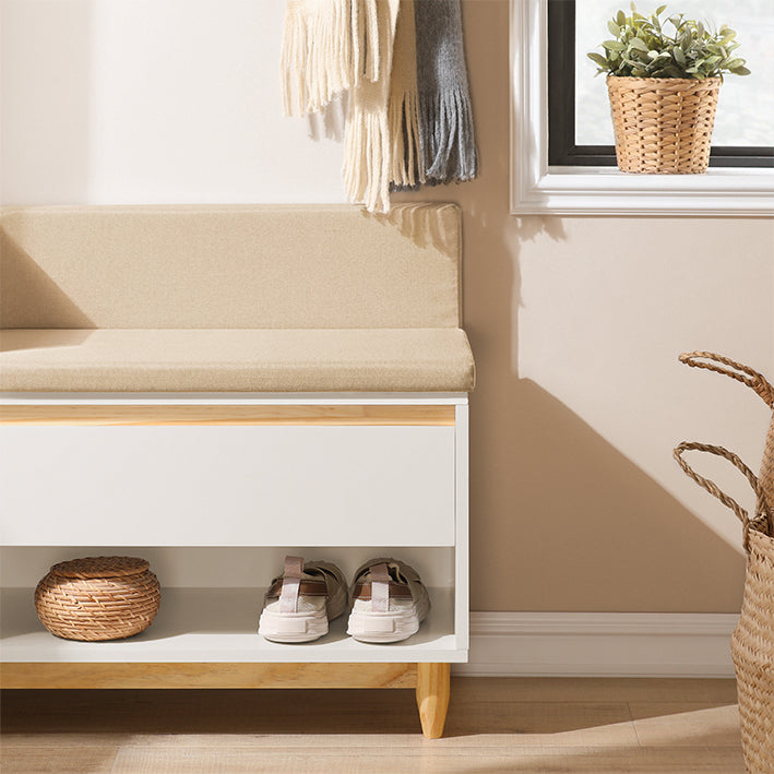 Schoenenkast met Bank - Halorganisator - Opbergeenheid - MDF en grenen constructie - Verstelbare plank - Schimmelbescherming - Comfortabele zitplaatsen - 100 cm x 60 cm x 35 cm