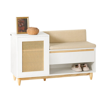 Schoenenkast met Bank - Halorganisator - Opbergeenheid - MDF en grenen constructie - Verstelbare plank - Schimmelbescherming - Comfortabele zitplaatsen - 100 cm x 60 cm x 35 cm