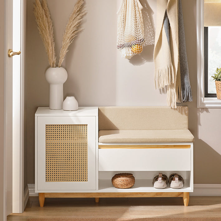 Schoenenkast met Bank - Halorganisator - Opbergeenheid - MDF en grenen constructie - Verstelbare plank - Schimmelbescherming - Comfortabele zitplaatsen - 100 cm x 60 cm x 35 cm