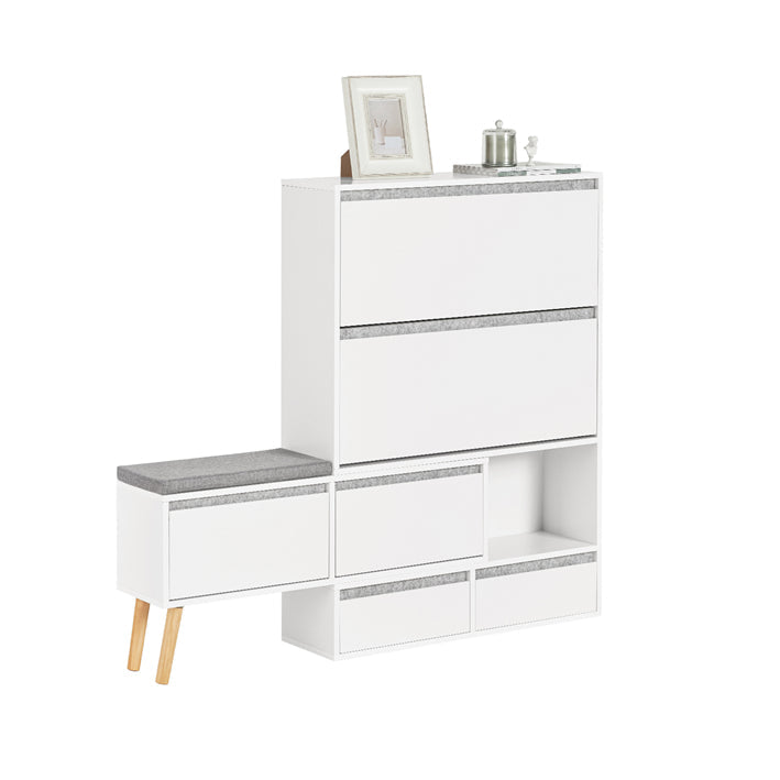 Verstelbare Schoenenkast - Schoenenorganizer - Schoenenopbergbank - Veelzijdig, ruimtebesparend, eenvoudige montage - Wit - (92-124)x115x24cm