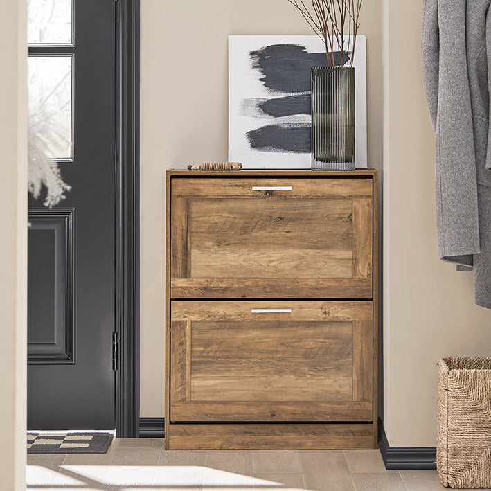 Schoenenkast met 2 kleppen - Schoenenorganizer - Schoenenopberger - Muurveilig kantelslot - Multifunctionele bovenplaat - Ruimtebesparend ontwerp - 60 cm x 79 cm x 23 cm
