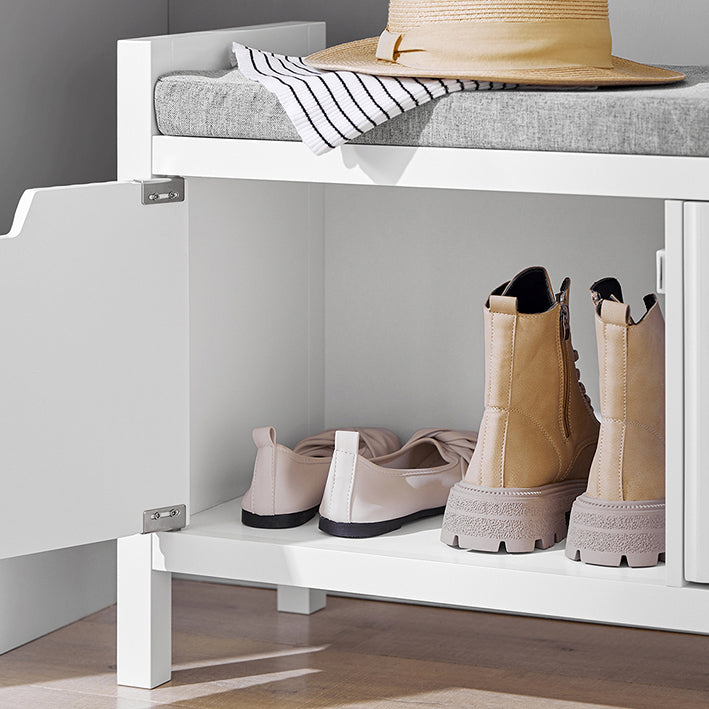Schoenenopbergbank - Ingangsstoel - Schoenenorganizer - Comfortabel kussen - Veelzijdig Wit - 91 cm x 50 cm x 30 cm