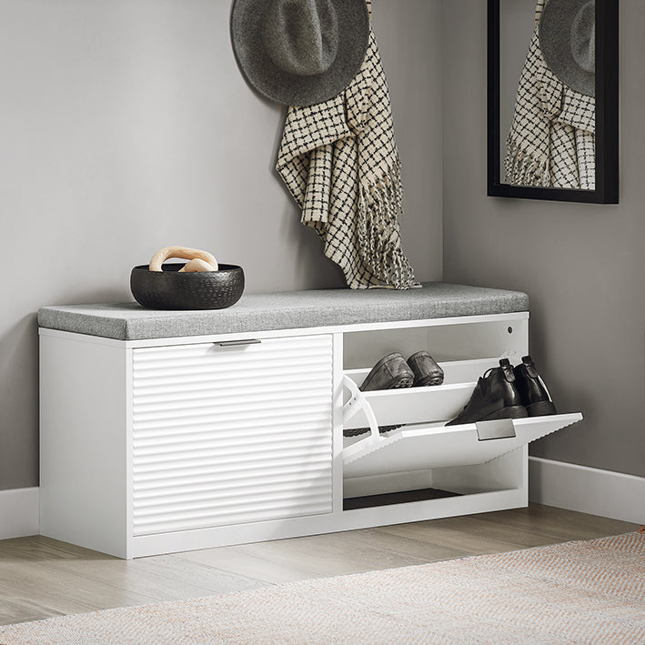 Schoenenopbergbank - Schoenenkast met Zitje - Ingangsorganizer - Ruimtebesparend ontwerp - Comfortabele zitplaatsen - Duurzame MDF-constructie - 105 cm x 48 cm x 35 cm