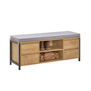 Schoenenkast met Bank - Opbergorganisator - Halbank - Schoenenrek - Industrieel Ontwerp - MDF en Metaal - 110cm x 45cm x 35cm