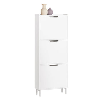 Schoenenkast - Schoenenopslag - Schoenenorganizer - Ruimtebesparend ontwerp - Veelzijdige opslag - Verbeterde stabiliteit - Wit - 50 cm x 129 cm x 19 cm