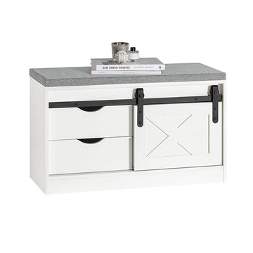 Opbergbank met Schuifdeur - MDF PB Materiaal - Verstelbare Plank - Twee Laden - 80cm x 49cm x 30cm