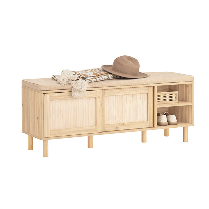 Schoenenkast met Bank - Schoenenorganizer - Schoenenrek - Bamboemateriaal - 121 cm x 49 cm x 35 cm