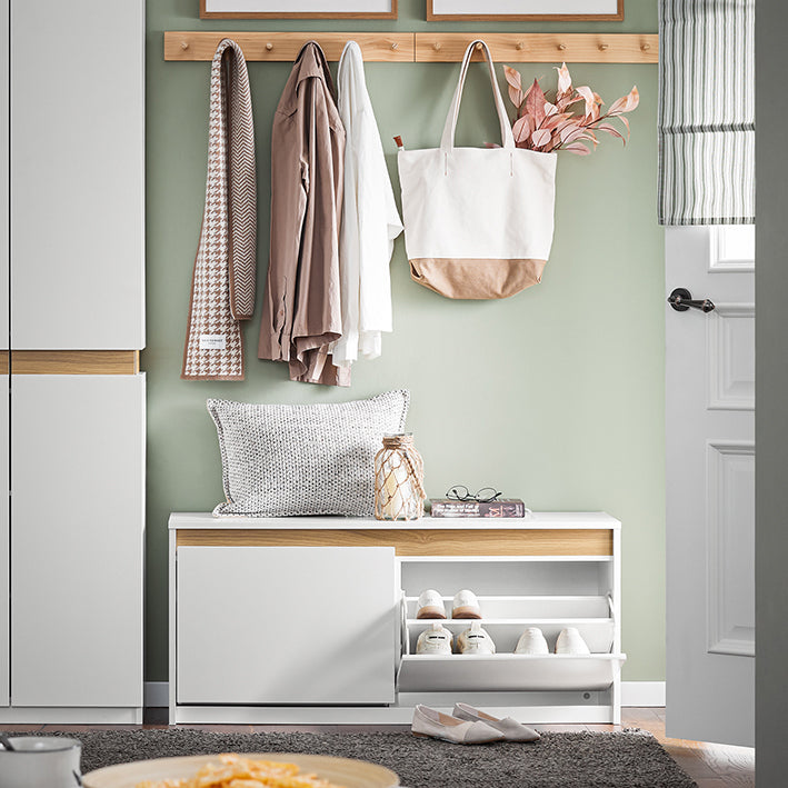 Schoenenbankopslag - Schoenenrek - Ingangsbank - MDF-materiaal - 104 cm x 47 cm x 30 cm - Organiseer schoenen/accessoires - Ruimtebesparend