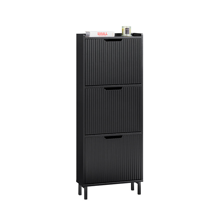 Schoenenkast Organizer - Schoenenplank - Schoenenopslag - Ruimtebesparend - 50x130x19cm - Ideaal voor ingangen - MDF/metaal - Zwart