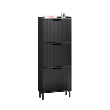 Schoenenkast Organizer - Schoenenplank - Schoenenopslag - Ruimtebesparend - 50x130x19cm - Ideaal voor ingangen - MDF/metaal - Zwart