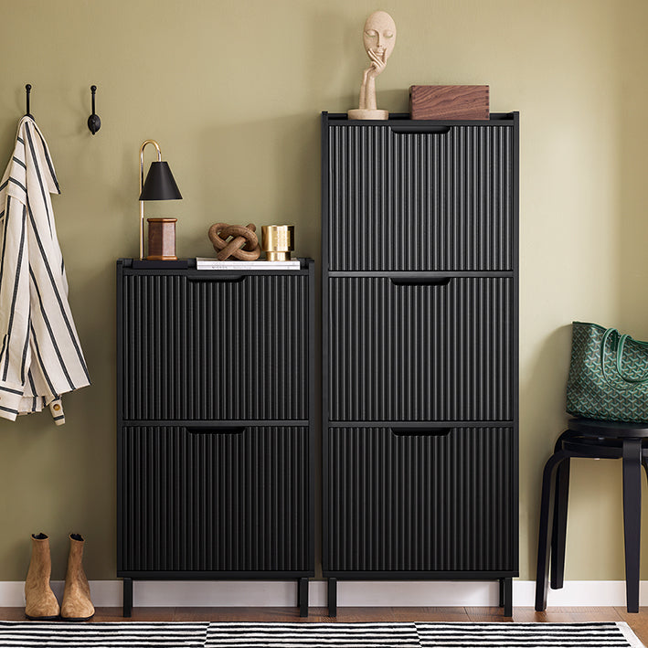Schoenenkast Organizer - Schoenenplank - Schoenenopslag - Ruimtebesparend - 50x130x19cm - Ideaal voor ingangen - MDF/metaal - Zwart