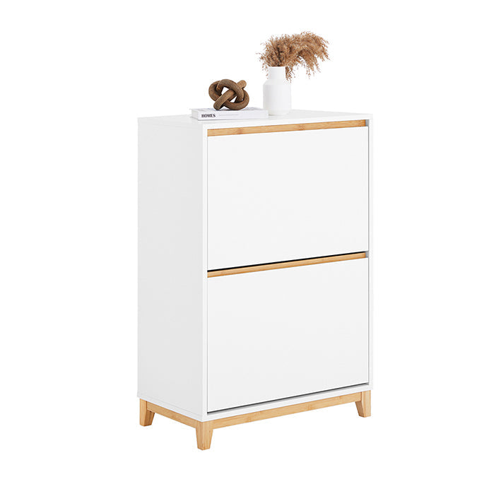 Moderne Schoenenkast - Opvouwbare Compartimenten - Ruimtebesparende Opbergruimte - MDF & Bamboe - 60x91x34cm