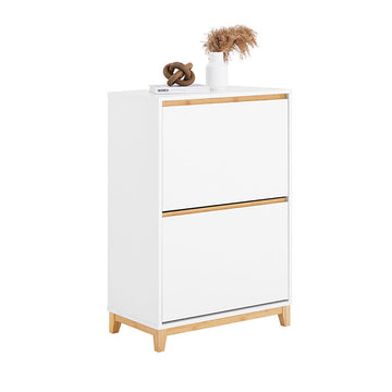 Moderne Schoenenkast - Opvouwbare Compartimenten - Ruimtebesparende Opbergruimte - MDF & Bamboe - 60x91x34cm