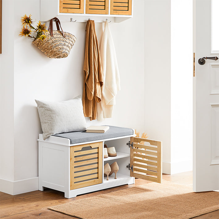 Schoenenrek met Zitkussen - Schoenenorganizer - Opbergkast - MDF, PB - Ruimtebesparend - 71cm x 43cm x 35cm