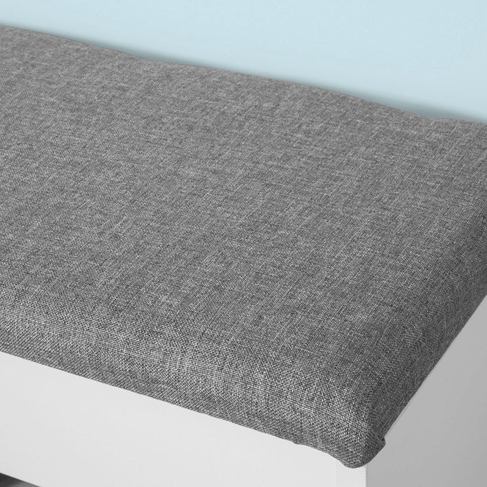 Schoenenbank met Zitting - Schoenenrek - Schoenenkast - Comfortabel kussen - Ruime opbergruimte - Veilige rubberen voetjes - 60cm x 43cm x 30cm - Lichtgrijs