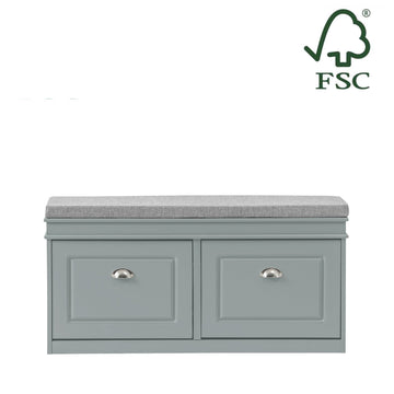 Schoenenbank met opbergruimte - Schoenenkantelaar - Ingangsbank - Ruimtebesparend ontwerp - Comfortabele zitplaatsen - Milieuvriendelijk FSC-gecertificeerd - Lichtgrijs MDF - 104 cm x 51 cm x 24 cm