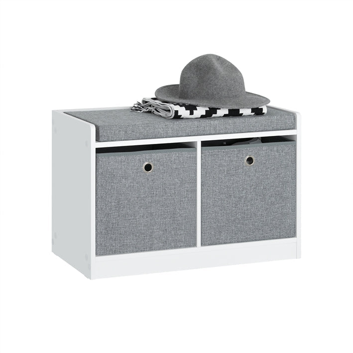 schoenenopbergbank - zittende ladekast - entree-organizer - verwijderbare manden - comfortabel kussen - ruimtebesparend - 68 cm x 45 cm x 32 cm