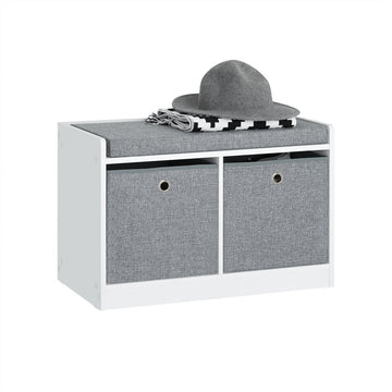 schoenenopbergbank - zittende ladekast - entree-organizer - verwijderbare manden - comfortabel kussen - ruimtebesparend - 68 cm x 45 cm x 32 cm