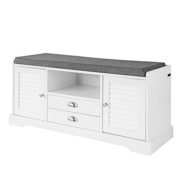 Schoenenopbergbank - Ingangsbank - Schoenenorganisator - Gedempte zitting - Ademende lamellendeuren - 105 cm x 49 cm x 37 cm