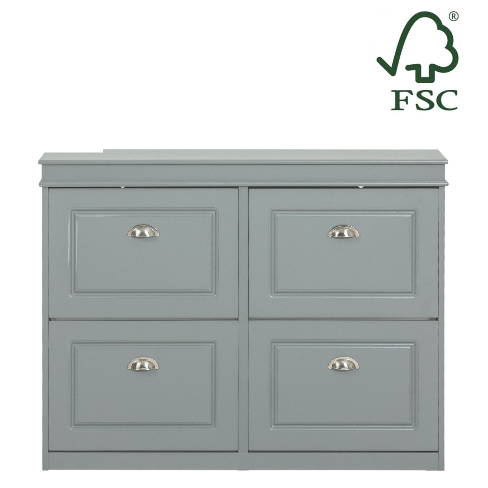 Schoenenkast met 4 kleppen - Schoenenkantelaar - Schoenenorganizer - FSC-gecertificeerd - Stevige constructie - Kan aan de muur worden bevestigd - 105 cm x 82 cm x 24 cm