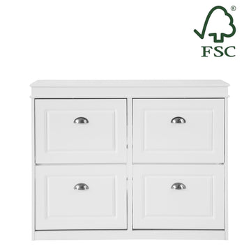 Witte Schoenenkast - Schoenenkantelaar - Schoenenopbergorganisator - FSC-gecertificeerd - Stevige constructie - Kan aan de muur worden bevestigd - 105 cm x 83 cm x 24 cm