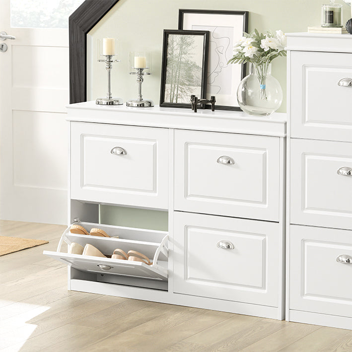 Witte Schoenenkast - Schoenenkantelaar - Schoenenopbergorganisator - FSC-gecertificeerd - Stevige constructie - Kan aan de muur worden bevestigd - 105 cm x 83 cm x 24 cm