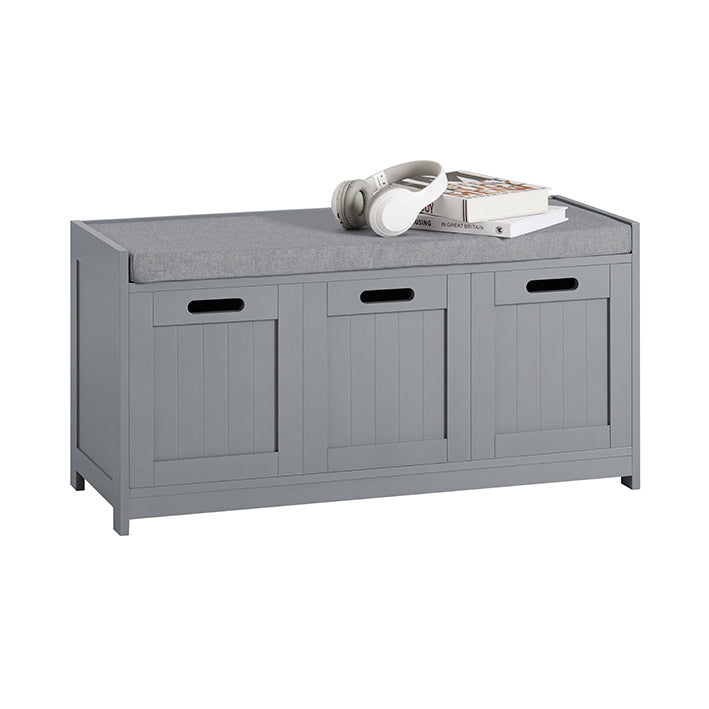 Gangbank met schoenenopberger - Schoenenkast - Ingangsorganizer - Comfortabele gewatteerde zitting - Verwijderbaar kussen - MDF-constructie - 90 cm x 45 cm x 35 cm
