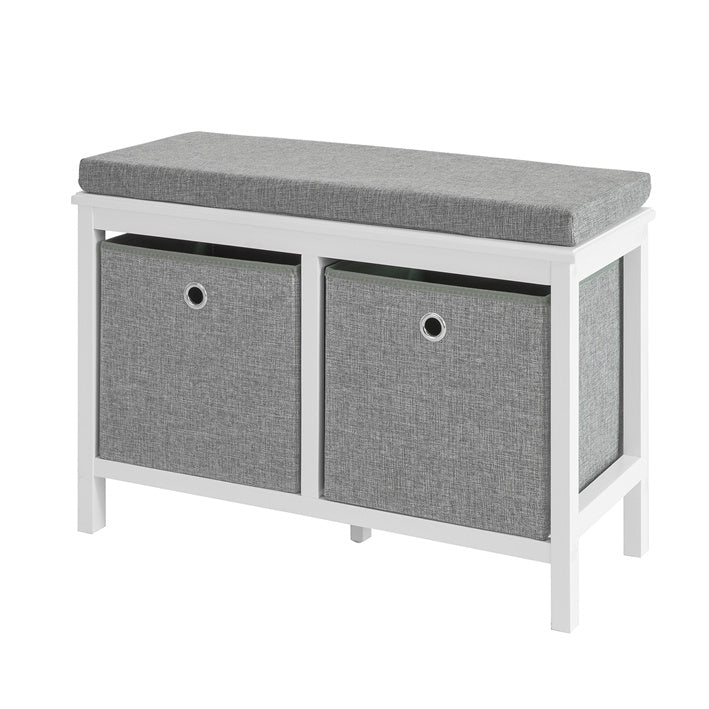 schoenenopbergbank met kussen - zittende ladekast - inkombank - 2 verwijderbare manden - ruimtebesparend - comfortabele zitplaatsen - MDF en fleece materiaal - 70 cm x 50 cm x 30 cm