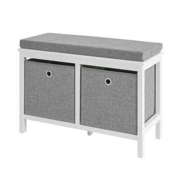 schoenenopbergbank met kussen - zittende ladekast - inkombank - 2 verwijderbare manden - ruimtebesparend - comfortabele zitplaatsen - MDF en fleece materiaal - 70 cm x 50 cm x 30 cm