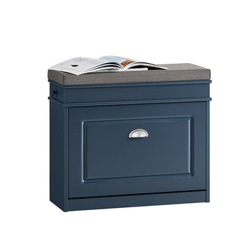 Schoenenopbergbank - Ingangsorganizer - Blauwe MDF Schoenenkast - Inclusief zitkussen - Ruimtebesparend 60x52x24cm