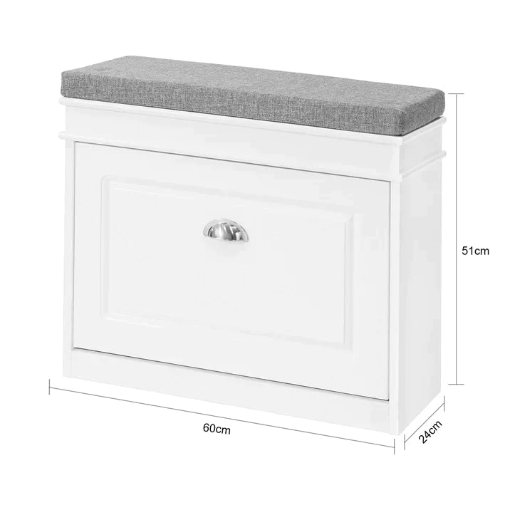 Gangschoen - Bench Shoe - Rack Shoe - Kast met Flip - lade en zitkussen - 60x24x51cm