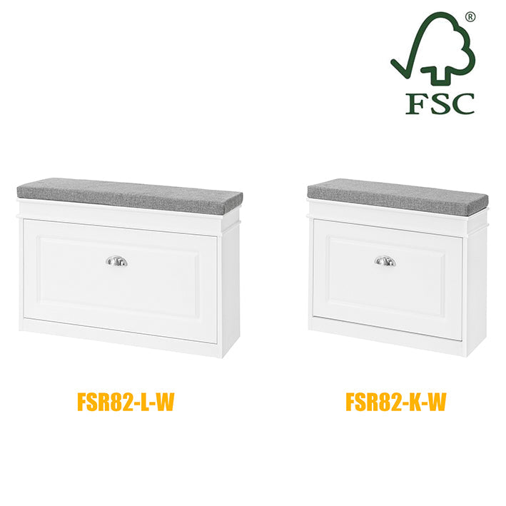 Schoenenkastbank met klep - Schoenenkantelaar - Schoenenopbergorganisator - FSC-gecertificeerd - 100% recyclebare verpakking - Comfortabel zitkussen - 75 cm x 51 cm x 24 cm