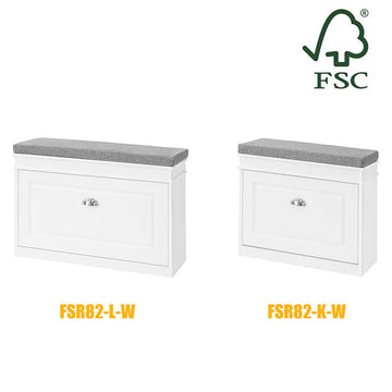 Schoenenkastbank met klep - Schoenenkantelaar - Schoenenopbergorganisator - FSC-gecertificeerd - 100% recyclebare verpakking - Comfortabel zitkussen - 75 cm x 51 cm x 24 cm
