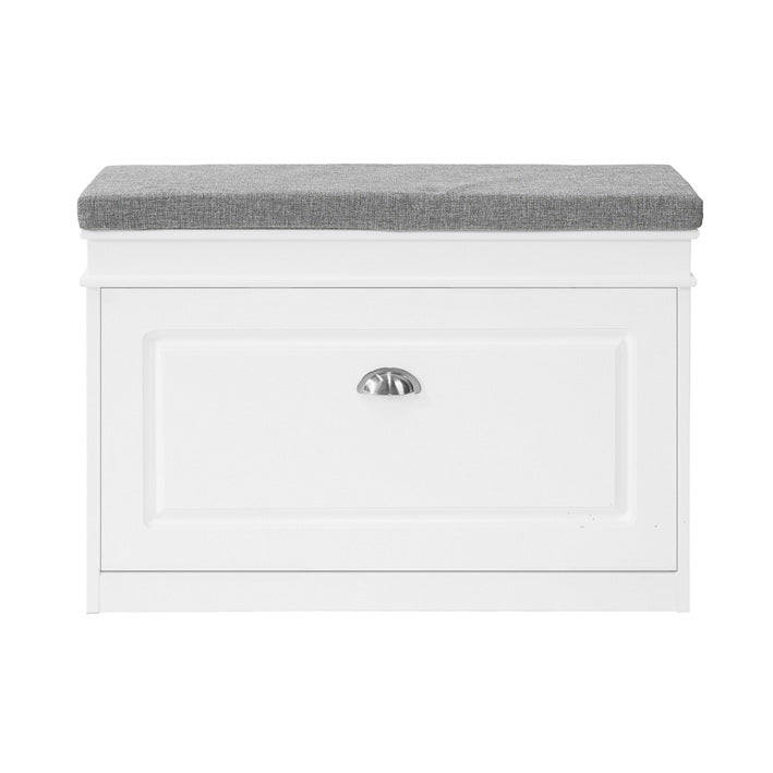 Schoenenkastbank met klep - Schoenenkantelaar - Schoenenopbergorganisator - FSC-gecertificeerd - 100% recyclebare verpakking - Comfortabel zitkussen - 75 cm x 51 cm x 24 cm