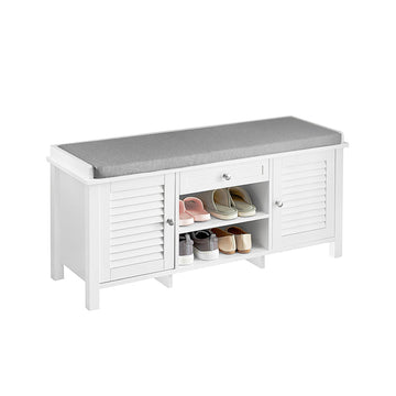 Schoenenopbergbank - Ingangsbank - Schoenenorganizer - Ruimtebesparend ontwerp - Dubbele deur - Dubbele plank - Comfortabele zitplaatsen - 107 cm x 50 cm x 35 cm