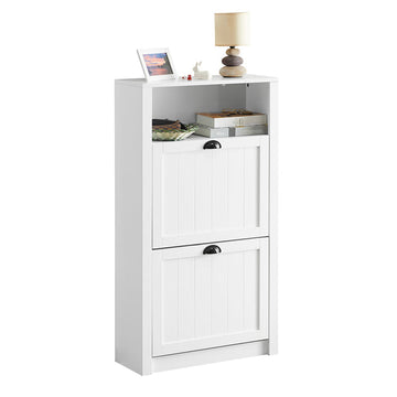 Witte Schoenenkast - Schoenenkantelaar - Schoenenorganizer - Ruime opbergruimte - Stevige constructie - Optie voor wandmontage - 60 cm x 110 cm x 24 cm