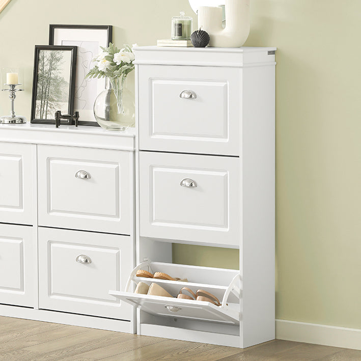 Witte Schoenenkast - Schoenenkantelaar - Schoenenorganizer - FSC-gecertificeerd - Stevige constructie - Kan aan de muur worden bevestigd - 53 cm x 117 cm x 24 cm